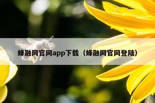 蜂融网官网app下载（蜂融网官网登陆）